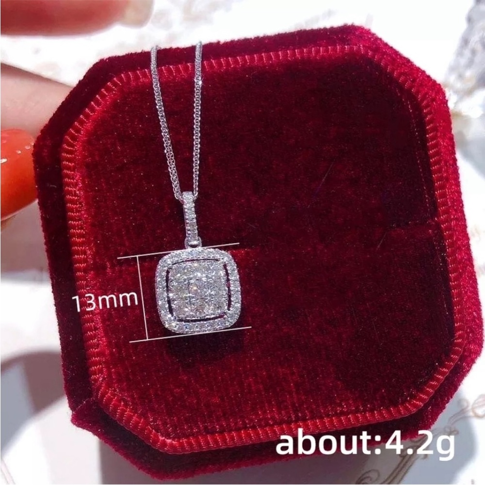 NEW 925 STERLING SILVER DIAMOND Pendant Necklace - Picture 4 of 5